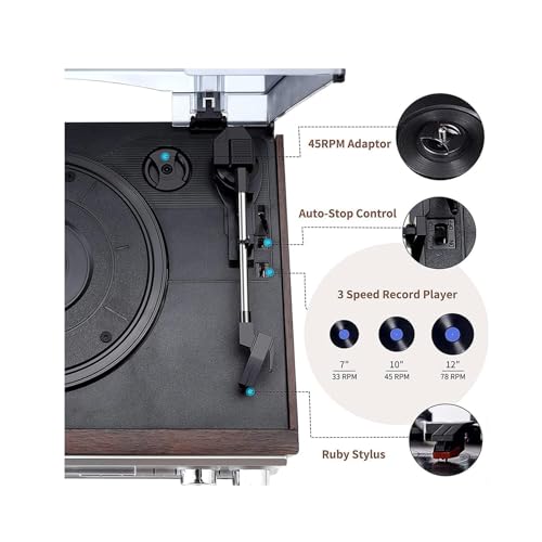 WENNEWU Platine Vinyle Vintage Bluetooth 3 Vitesses, Tourne-Disque 9 en 1, Lecteur CD, Tourne-Disque Bluetooth RéTro avec Haut-Parleurs IntéGréS, pour Le Divertissement,A - Les Beatles, Paul McCartney, John Lennon, RIngo Starr, George Harrison WENNEWU Platine Vinyle Vintage Bluetooth 3 Vitesses, Tourne-Disque 9 en 1, Lecteur CD, Tourne-Disque Bluetooth RéTro avec Haut-Parleurs IntéGréS, pour Le Divertissement,A – Image 7