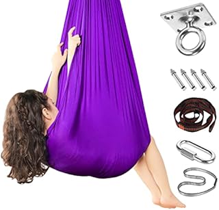 Sensory Therapy Swing for Kids - Indoor Outdoor 360° Rotating Yoga Swing Hammock Elastic Cuddle Therapy Swings Chair Funny Gifts for Boys Girls with Autism ADHD SPD Asperger's Sensory Integration