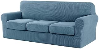 CHUN YI 4 Pieces Sofa Cover with 3 Separate Seat Cushion Covers, Sofa cover 3 seater Couch Cover for Living Room for pet, Jacquard Spandex Fabic Sofa Slipcover (Grey)