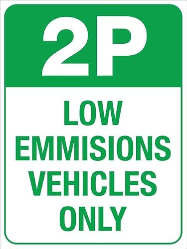 Xewazd A513 8"X12" Retro Aluminum Sign - 2 P Low Emissions Vehicles Only | Vintage Style Wall Decor