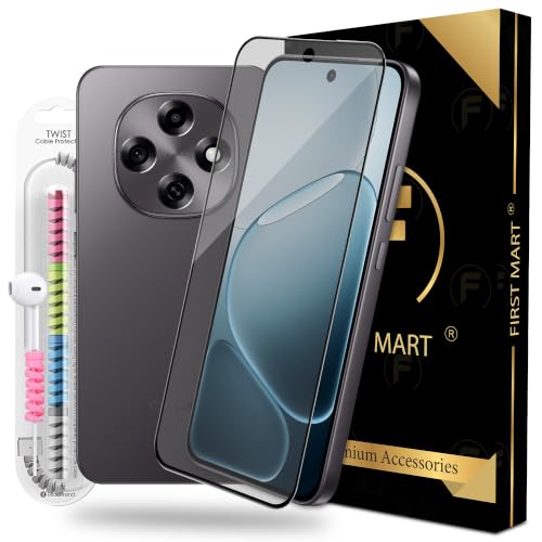 Image of FIRST MART Matte Anti-Glare Tempered Glass for Oppo F31 Pro, F31, F33 and F33 Pro With Installation Kit | Military-Grade Gaming Screen Protector & Cable Guard | Edge to Edge Coverage | Black
