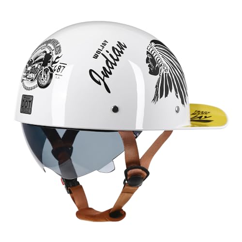 Woljay Vintage Retro Open Face Motorcycle Helmet Baseball Cap Half