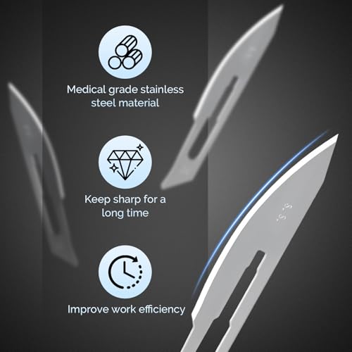 Image of JMU 100pcs Scalpel Blades Sterile #25, Disposable Stainless Steel Surgical Blades, Individually Foil Wrapped