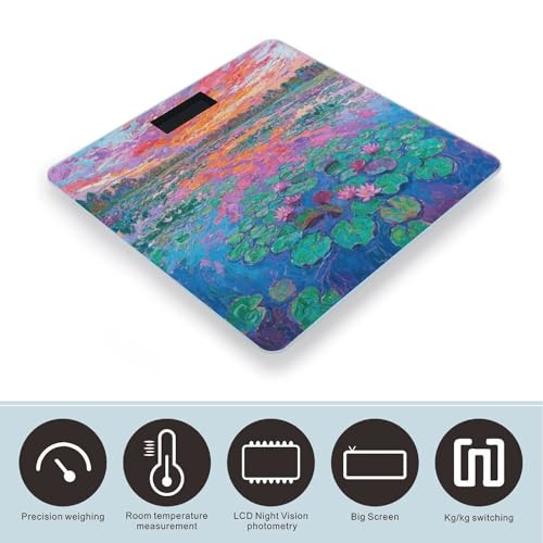 Báscula de baño digital Monet Waterlily con vidrio templado miniatura 3