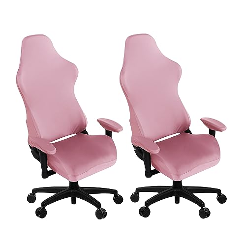 Image of SARAFLORA 2 Pack Gaming Chair Cover, Stretchable Computer Cover Removable Office for Armchair, Swivel Chair, Boss Spandex Slipcovers, Pink (BGYT-M2-Brown)