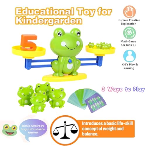HOWADE Frosch Balance Mathematik-Spiel-Spielzeug, Kinder, Wiegewaage, pädagogisches Zählspielzeug für Vorschüler/Kindergarten… – Ansicht 4