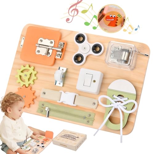 Image of Montessori Toys for Tooddlers- Busy Board for 1 2 3 4 Years - Educational Fidget Toy for Baby - Wooden Sensory Toys for Autistic Children - Preschool Activities - Fine Motor Skills – Travel Toy