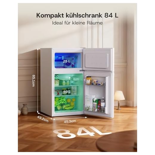 Upstreman 84L Kühlschrank mit Gefrierfach