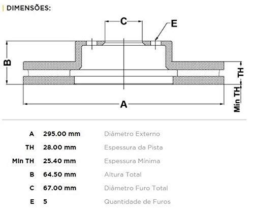 DISCO DE FREIO DIANTEIRO VENTILADO - MERCEDES BENZ C200 2007 A 2012 - BD6475