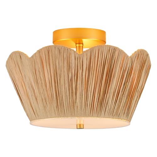 MhyTogn 13” Boho Rattan Mini Chandelier Crown Classic Ceiling Light for Bedroom Kitchen Island Dining Room, UL Listed by MhyTogn - Used condition - Image 8