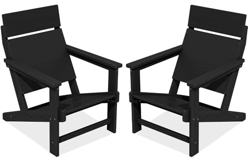 SERWALL Folding Adirondack Chair, Dual Cup Holders & All-Wea...