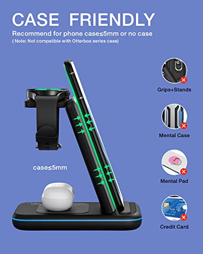 Wireless Charging Station For Samsung Galaxy Phone/Watch/Buds, 3 In 1 Foldable Charging Stand For Samsung S23 Ultra/S22/S21/S20/Note20/10/Galaxy Watch5/4/3/Classic/Active Buds+/Live With 18W Adapter #TOP7