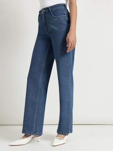 Image of FableStreet Women's Mid Waist Jeans |Wide Leg Jean - Perfect for Travel, Party & Everyday Use
