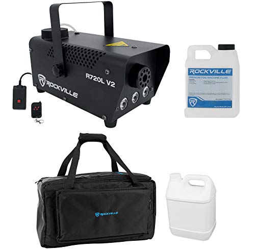 Rockville R720L Bundle: Fog/Smoke Machine with Multi Color LED Lights, Remote and Fluid, BAG1200 Waterproof Travel Bag, 2-items