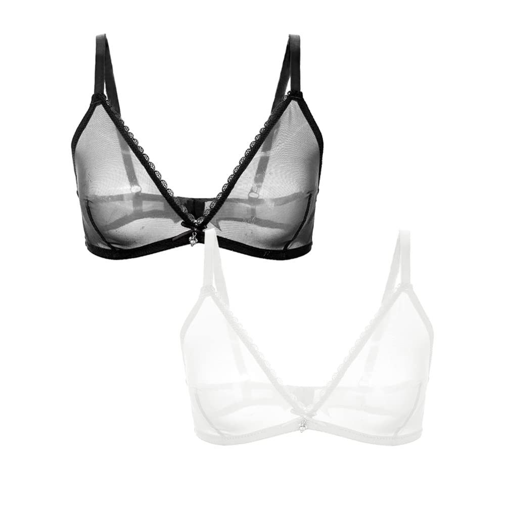 Women Sheer Mesh Transparent Unlined Bra Sexy Wireless Underwear