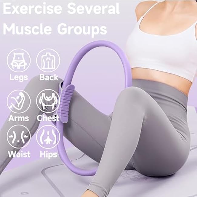 Pilates Ring Essentials Kit for Women£¬with Pedal Resistance Band - Resistance Bands with Handles - Pilates Ring - 24Wheel Muscle Roller - Beginners Home Body Shaping and Stretching Workout Equipment