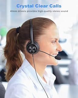 USB Headset with Microphone for PC, Computer Headset with Mic, Wired Headset with USB-A & Type-C, Mute, In-Line Controls Call Center Headphone for Work PC Laptop Office Phone Meeting Zoom Skype