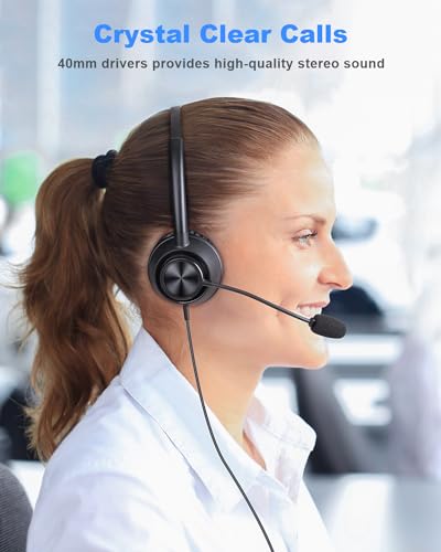 USB Headset with Microphone for PC, Computer Headset with Mic, Wired Headset with USB-A & USB-C, Mute, in-Line Controls Call Center Headset for Work PC Laptop Office Phone Meeting Zoom Skype