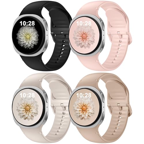 Lenrao 4 Pack Sport Silicone Band Compatible with Samsung watch 8 Bands 40mm 44mm No Gap Soft Strap One Click Waterproof Replacement for Women Men
