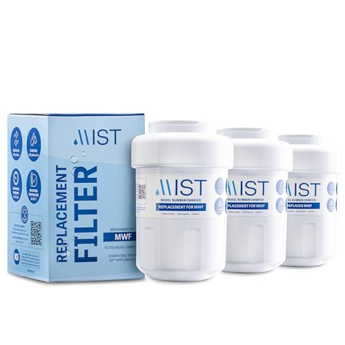 MIST Replacement for MWF Water Filter for GE, Refrigerator Water Filter compatible with MWFP, MWFA, GWF, HWF, Smart Water, WFC1201, Kenmore 9991, 469991, WFC1201, GSE25GSHECSS (3 pack)