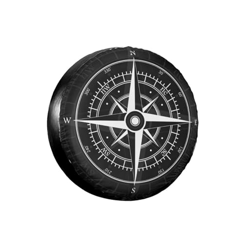 Image of Delerain Spare Tire Covers Compass Black Wheel Cover Sun Protector Waterproof for Jeep Truck RV Trailer SUV and Many Vehicle (14 Inch for Diameter 23 inch-27 inch)