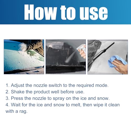 Jyugum 2PCS De - Icer for Car Windshield Defroster, Window Snow Spray, Deicing Spray, Melting Spray, Deicer for Car Windshield, Winter Car Essentials, Fast Ice & Snow Melting Spray 60ml - Thumbnail 3