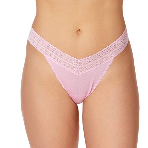 hanky panky - Dreamease Original Rise Thongs for Women | Lacy Lingerie, Eco Friendly Cotton Panties | One Size 4-14 | 3 Pack4