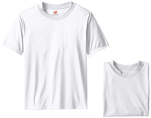 Hanes Boys' Big Cool Dri Performance T-Shirt Pack of 3, White, Large