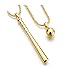 Hip Hop Baseball Bat Punk Chain Round Pendant Necklace Jewelry (Gold) buy one get one