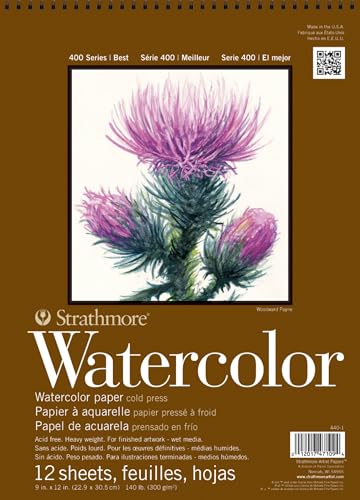 Strathmore 440-1 400 Series Watercolor Pad, 9'x12' Wire Bound, 12 Sheets