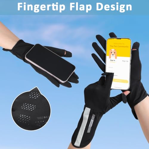 Image of PALAY Driving Gloves for Women, UV Protection Riding Gloves Women Sun Protection, Ice Silk Fashion Bike Gloves for Summer, Open Finger & Anti-slip Design Black