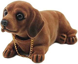NUOBESTY Shaking Head Dog Toy Car Dashboard Decor Cartoon Animal Desktop Ornament Car Vehicle Decoration (Dachshund)