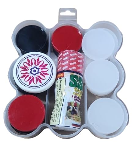 Carrom Board Acrylic Coins | Set of 24 Coins 1 Striker 1 Powder 20 Grams | Professional Carrom Board Game | Superfine Acrylic Coins Set Combo Tournament Grade |