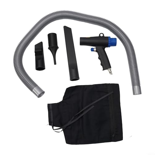 Solaughguy Compresor plumero de aire, herramienta neumática de soplado y aspiración con succión de 6 kPa, 3 adaptadores reemplazables para polvo, virutas de madera, virutas de metal, doble