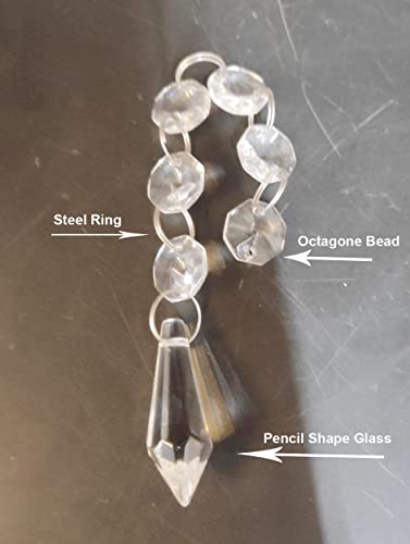 Image of GA Crystal Glass Chandelier /Ceiling Light with 1 Led Light for Living Room, Restaurants, Hotels (Width: 9 inch) - 1 Led Light Color: Warm White 2 Watts, Pencil