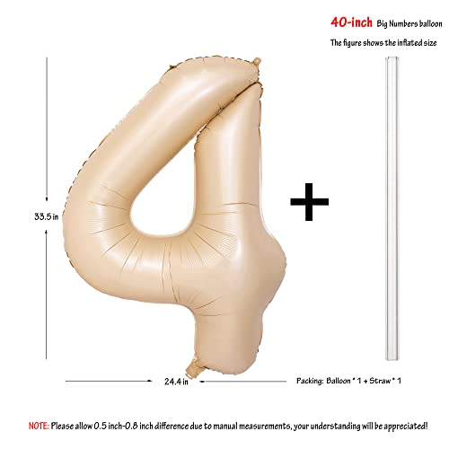 Image of 40 In Caramel Number Balloons 4 Helium Foil Mylar Balloon | Birthday Party Decorations Suitable For Boys' And Girls' Birthday Parties Anniversary celebration Digital 4