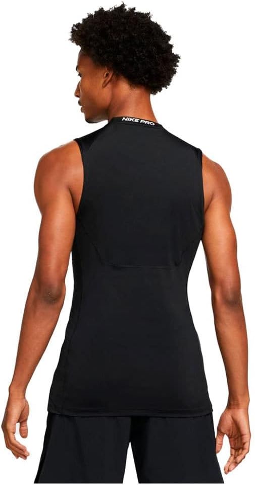 Nike Pro Dri-Fit Men's Slim Fit Sleeveless Top (as1, Alpha, l, Regular, Regular, Black/White, Large)