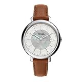 Fossil Women's Jacqueline Solar-Powered Stainless Steel and Eco Leather Watch, Color: Silver, Brown (Model: ES5090)