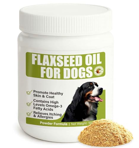 Flaxseed Oil Powder for Dogs – Skin & Coat Supplement for Itchy, Dry Skin – Natural Alternative to Fish Oil – Supports Shiny Coat, Healthy Digestion & Allergy Relief