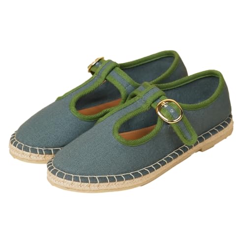 Theater Women Catalonia Blue Mary Jane Flats with Adjustable Strap | Fabric Upper | Lightweight Comfort for Smart Styling