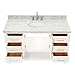 ARIEL Magnolia 54-inch Bathroom Vanity with Sink,Solid Wood, 1.5-inch Italian Carrara Marble Countertop & Backsplash, Single Rectangular Sink, 2 Soft Closing Doors, 6 Dovetail Drawers, White