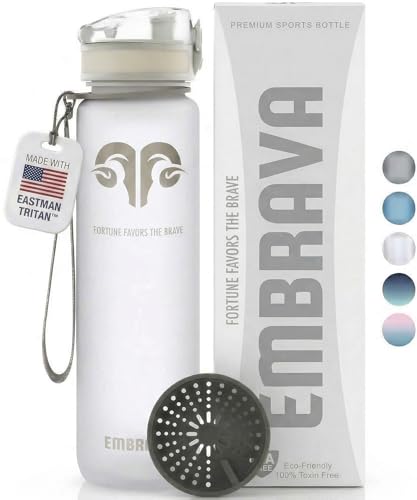 Image of Embrava Sports Water Bottle (32oz, White) Fast Flow Flip Top Lid