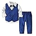 ZOEREA 3 Piezas Trajes de Bebés Niños Chaleco + Camisa con Pajarita + Pantalones Niño Caballeros Bautismo Boda Conjuntos de Ropa (Blanco, 80)