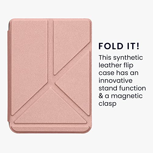 Kwmobile Origami Case Compatible With Kobo Clara 2E / Tolino Shine 4 - Case Ultra Slim Fit Pu Leather Cover With Stand - Rose Gold #TOP1