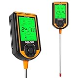 Soil Moisture Meter, 4-in-1 Soil pH Tester, Digital Plant Temperature/Soil Moisture/PH Meter/Sunlight Intensity Backlight LCD display Soil Test Meter for Gardening, Farming,Lawn and Outdoor Plants