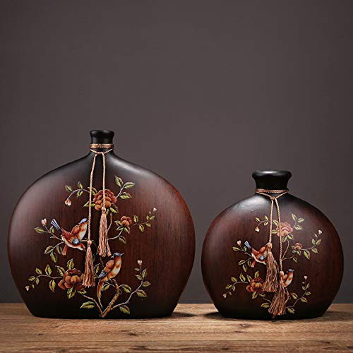 Keramische Vaas Woonkamer Entree Thuiskantoor Tv Teller Vaas Gedroogde Bloemen Simulatie Bloem Decoratieve Vaas 34.5x34x3cm, 27x26x5cm, 2 Stuks - Afbeelding 5