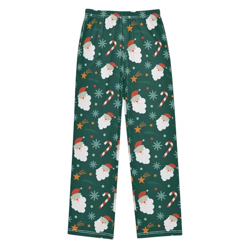 ZZKKO Christmas New Year Pattern Green Boys Pants for Kids Jogger Pants with Pockets S-XL