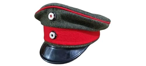 Generic Ww1 German Crusher Cap Customize Piping Colour Style and Cap Colours Replica Green, Large