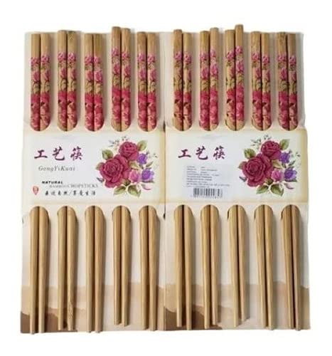 Jogo hashi bambu 10 pares estampa variada