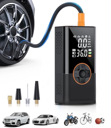 KUXISA Tire Inflator Portable Air Compressor, 3X Faster Air Compressor with Digital Pressure Gauge, 150 PSI Portable Air Pump for Car, Motorcycle, Bicycle and Balls(Black)